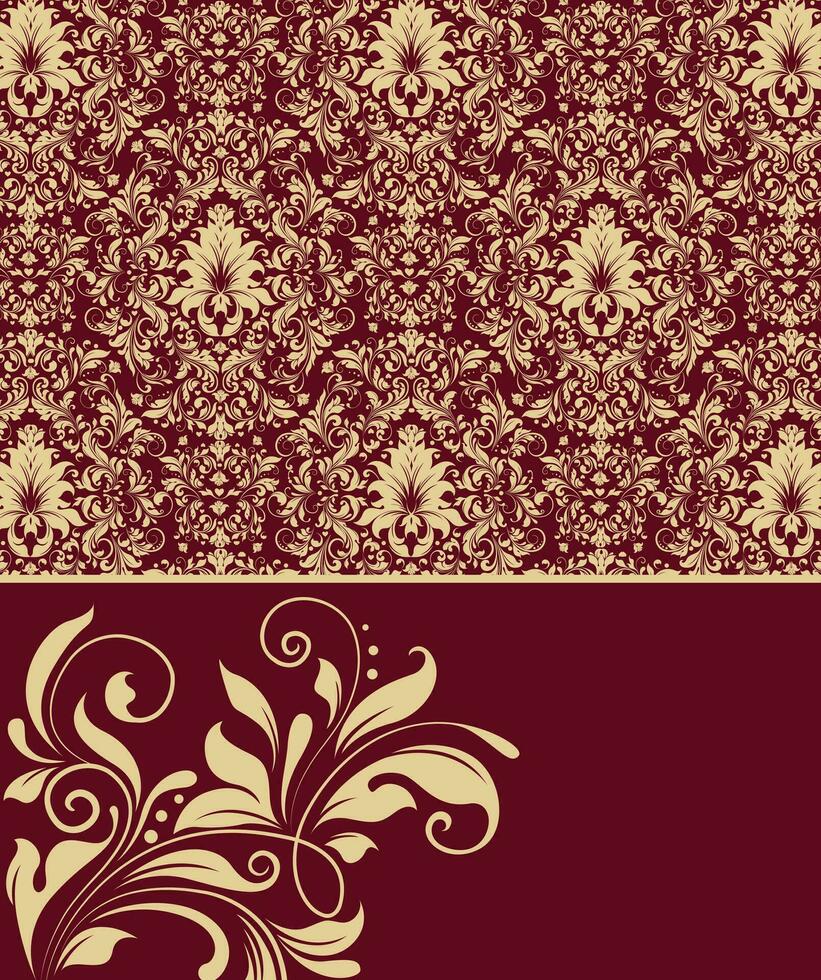 Vintage invitation card with ornate elegant abstract floral design vector