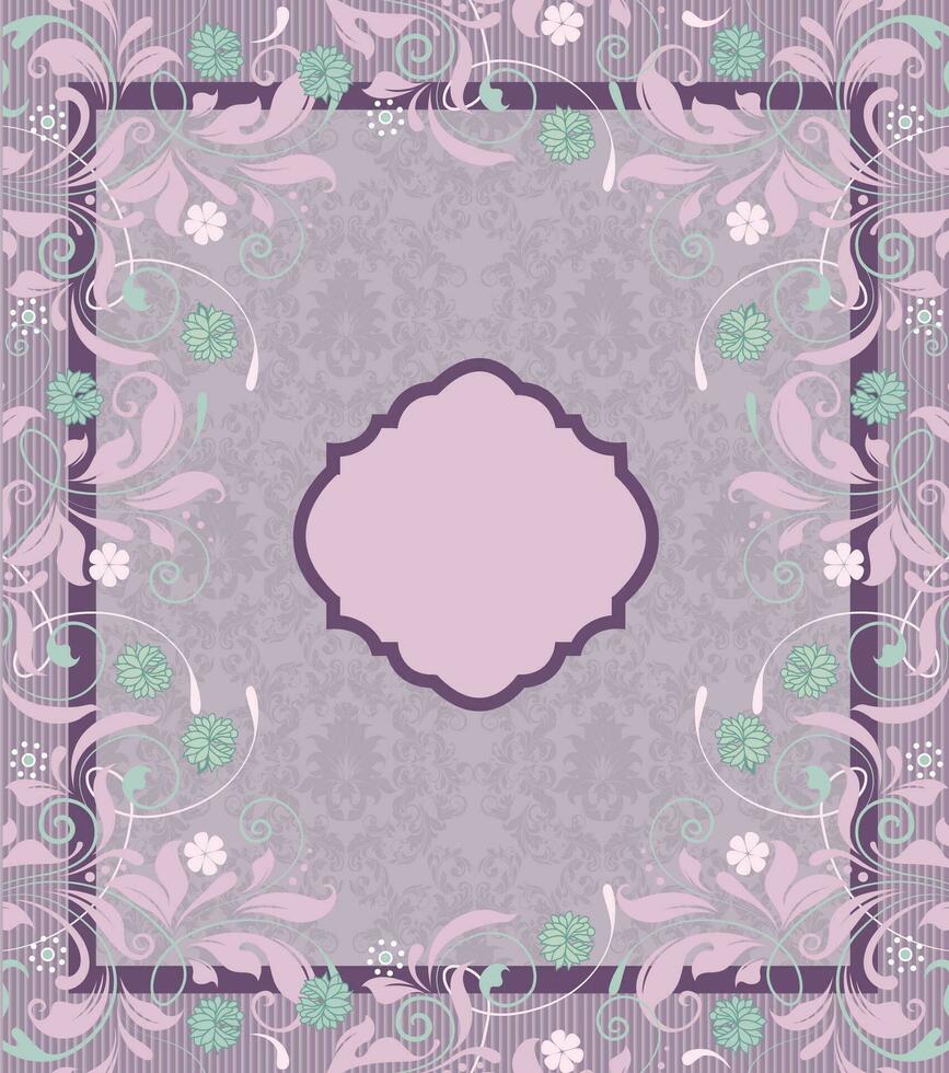 Vintage invitation card with ornate elegant abstract floral design vector