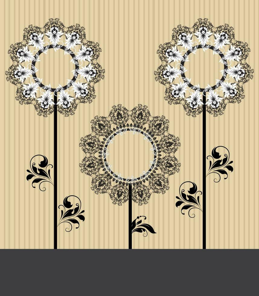 tarjeta de invitación vintage con diseño floral abstracto retro elegante adornado vector