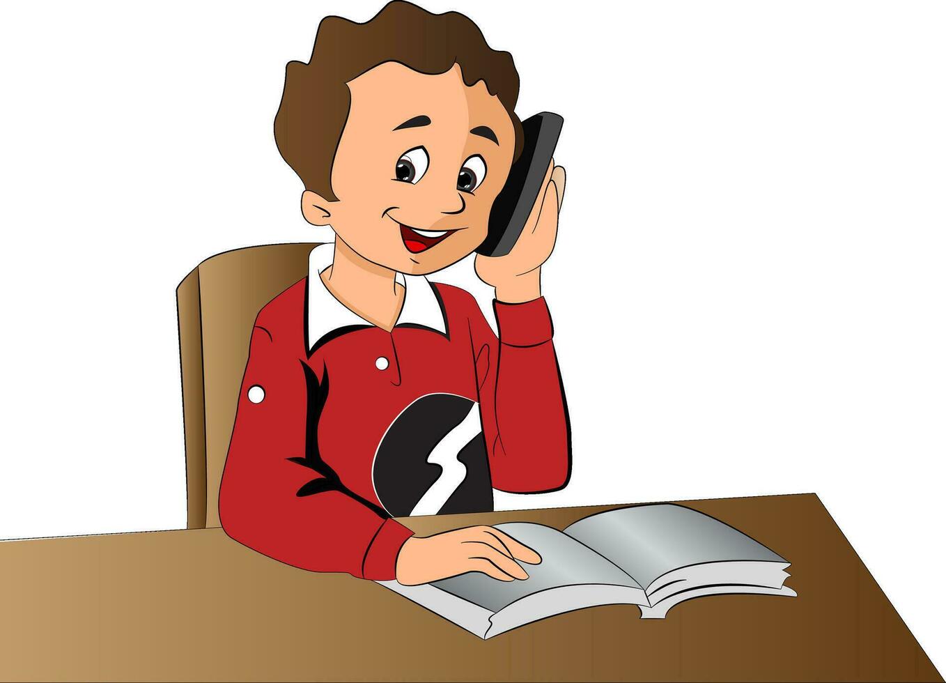 chico utilizando un Teléfono móvil, ilustración vector