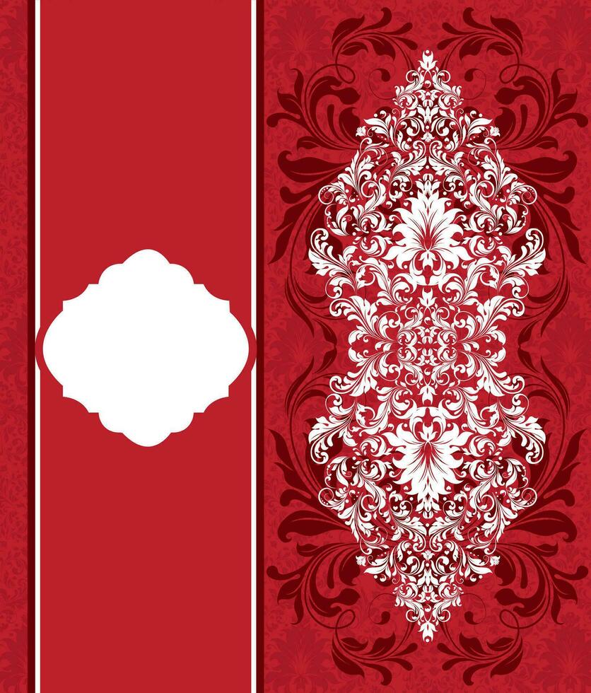 Vintage invitation card with ornate elegant abstract floral design vector
