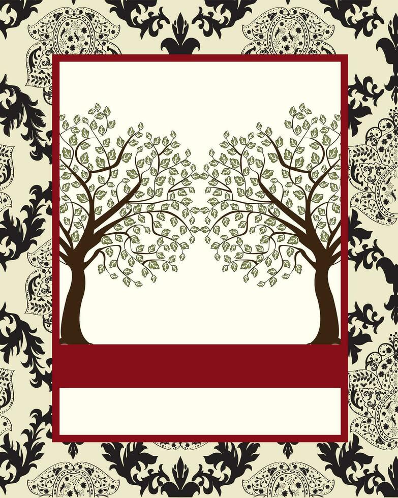 Vintage invitation card with ornate elegant abstract floral tree design vector