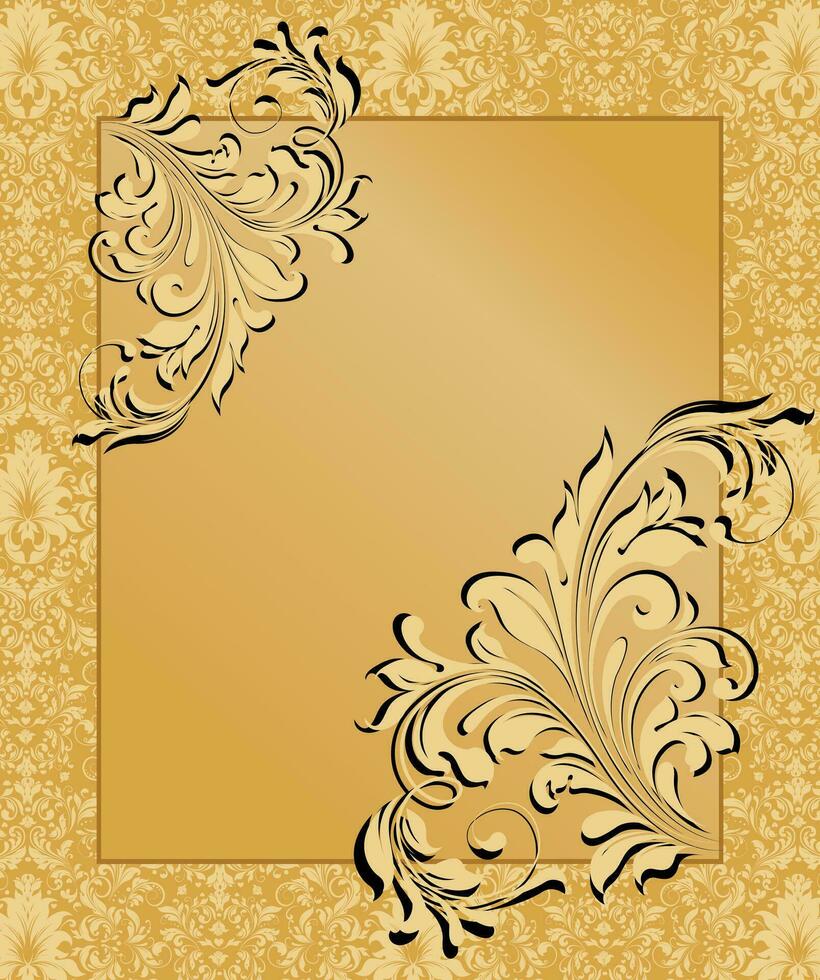 Vintage invitation card with ornate elegant abstract floral design vector
