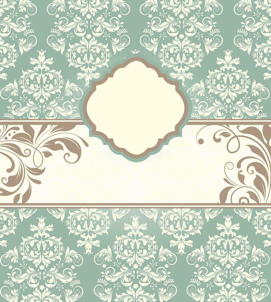 Vintage invitation card with ornate elegant abstract floral design vector