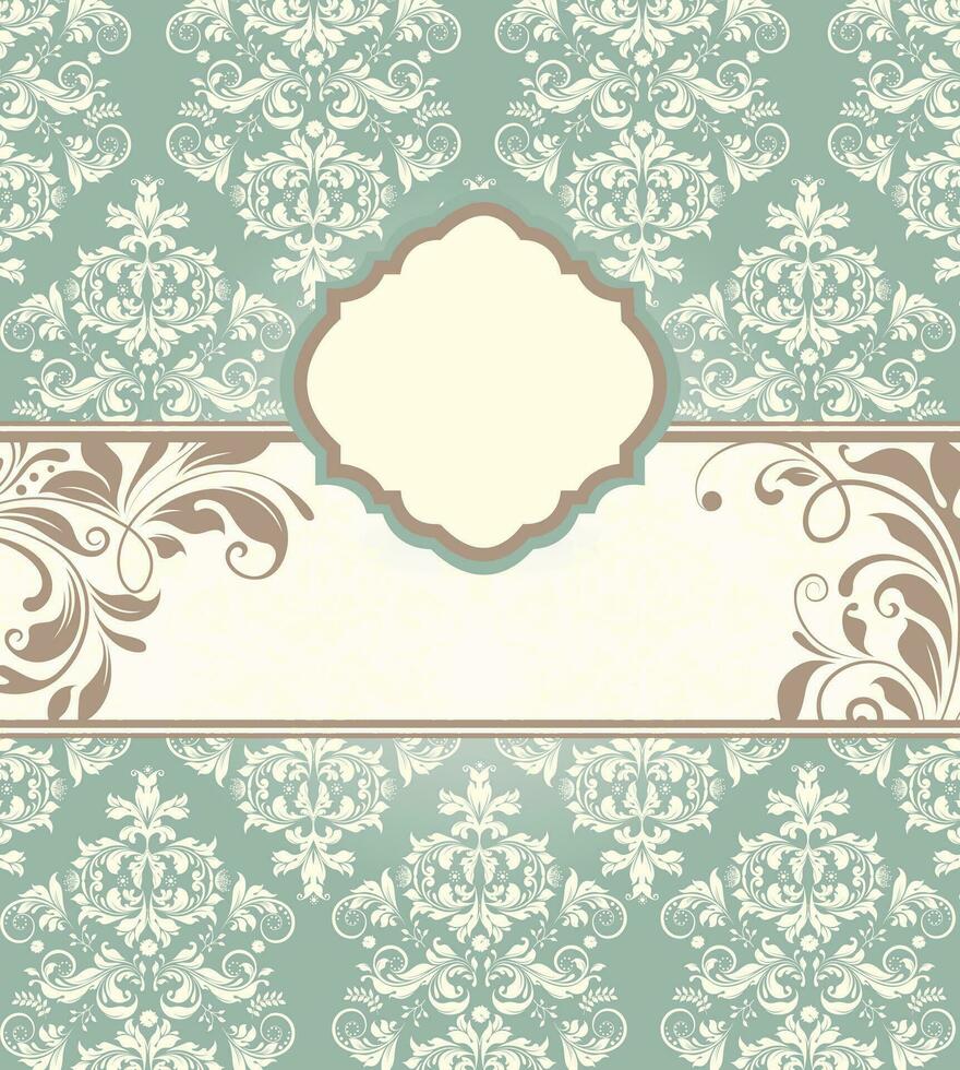 tarjeta de invitación vintage con diseño floral abstracto elegante adornado vector