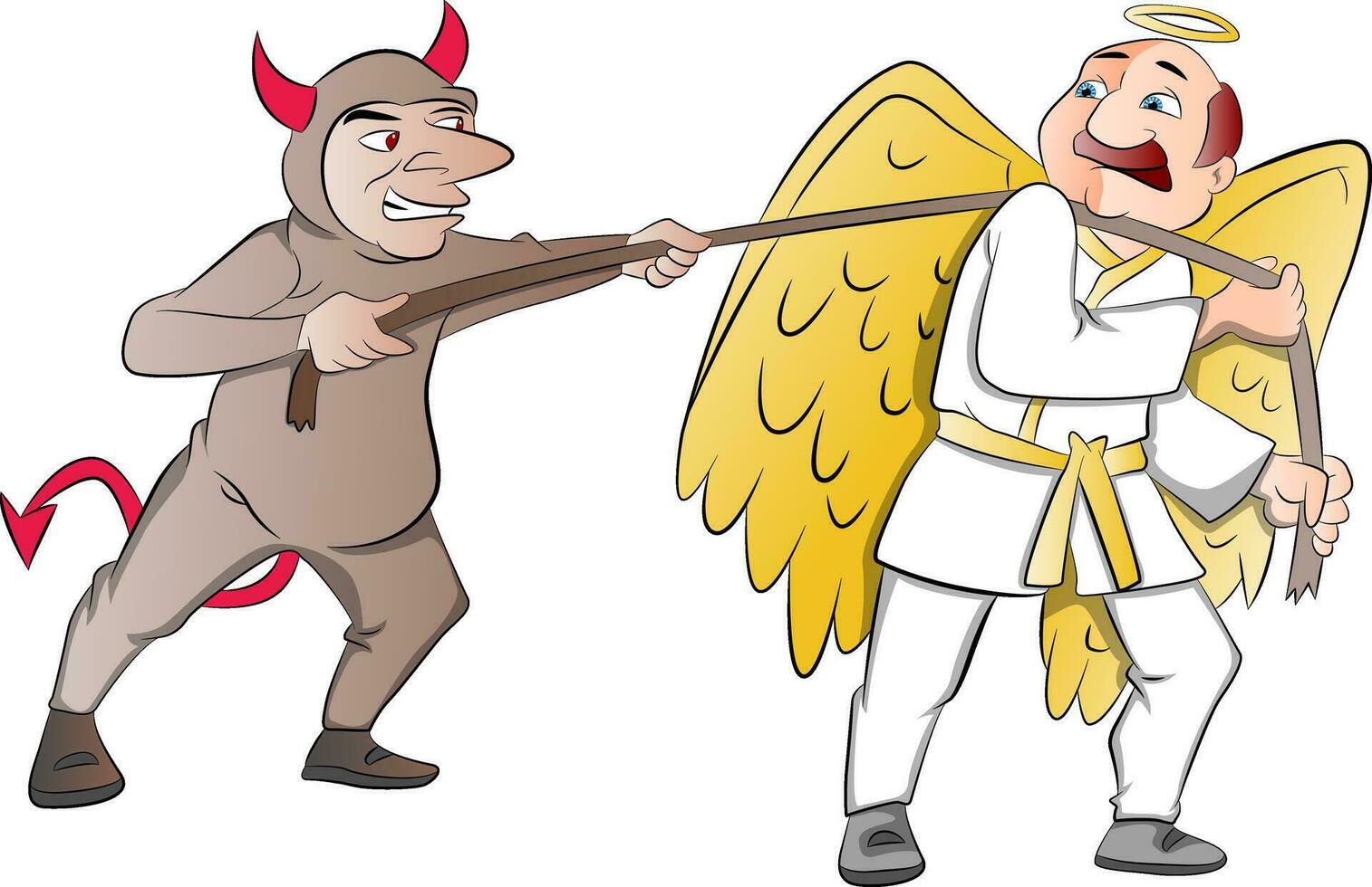 Tug-of-War Between a Devil and an Angel, illustration vector