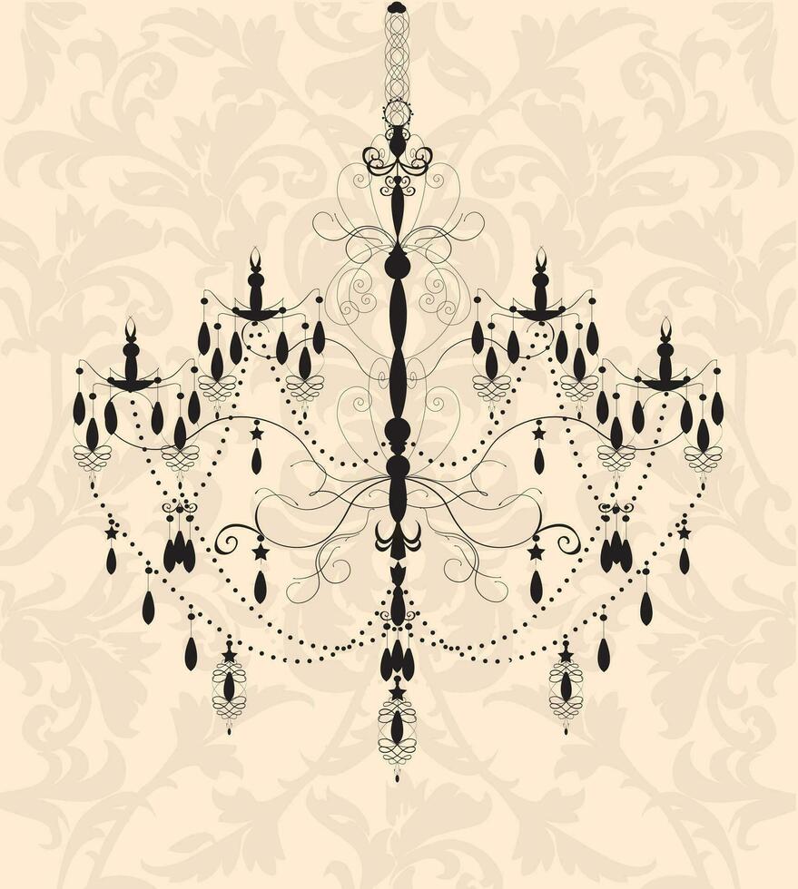 Vintage invitation card with chandelier vector