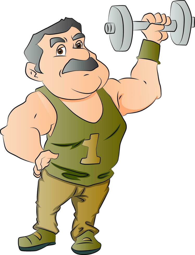 Vector of man lifting dumbbell.