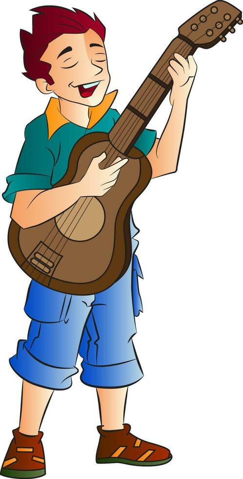 masculino cantante y guitarrista, ilustración vector
