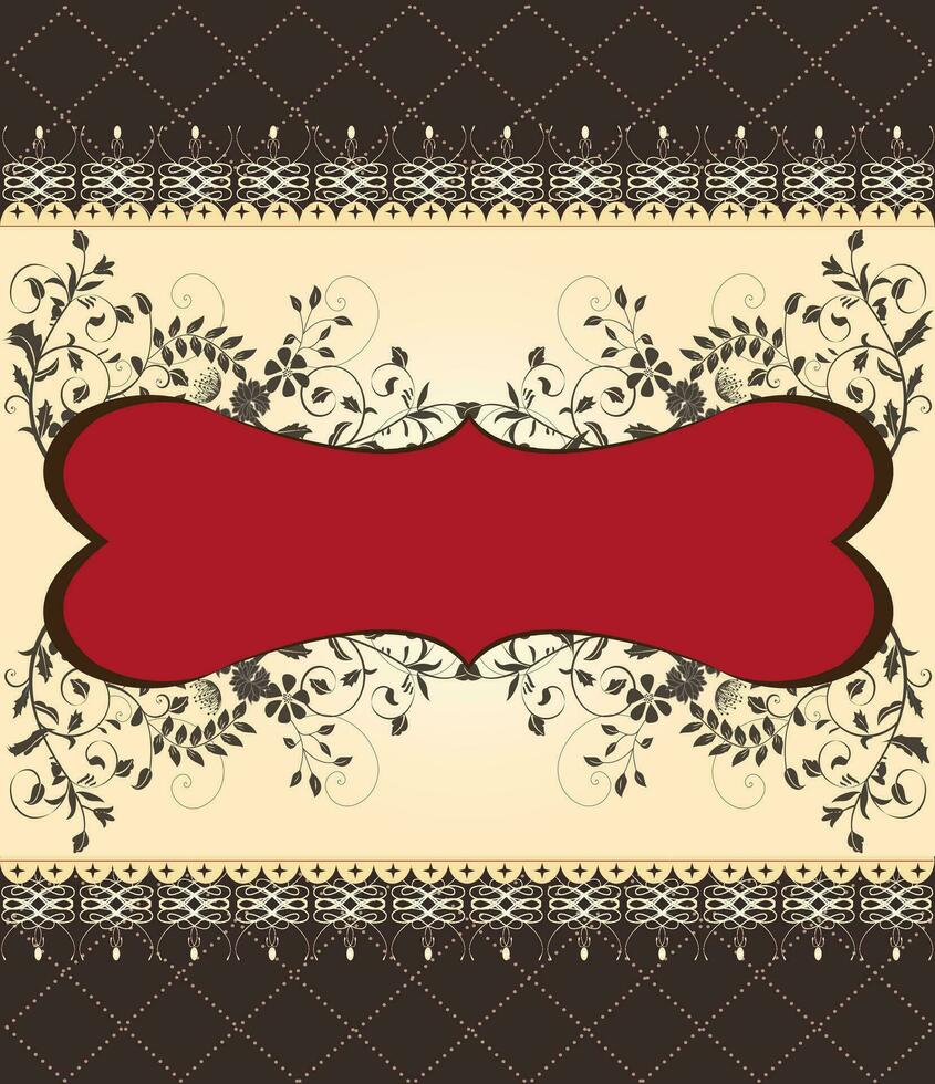 Vintage invitation card with ornate elegant floral design vector