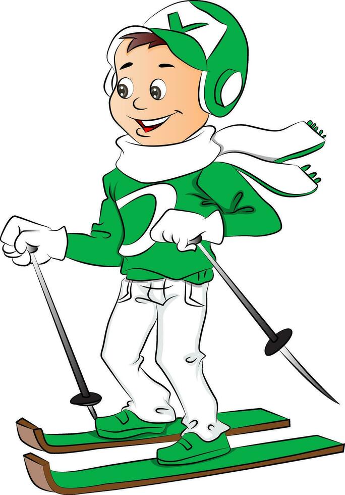 Vector of boy skiing.