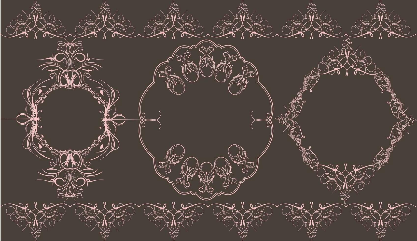 Vintage label elements with ornate elegant abstract floral designs vector