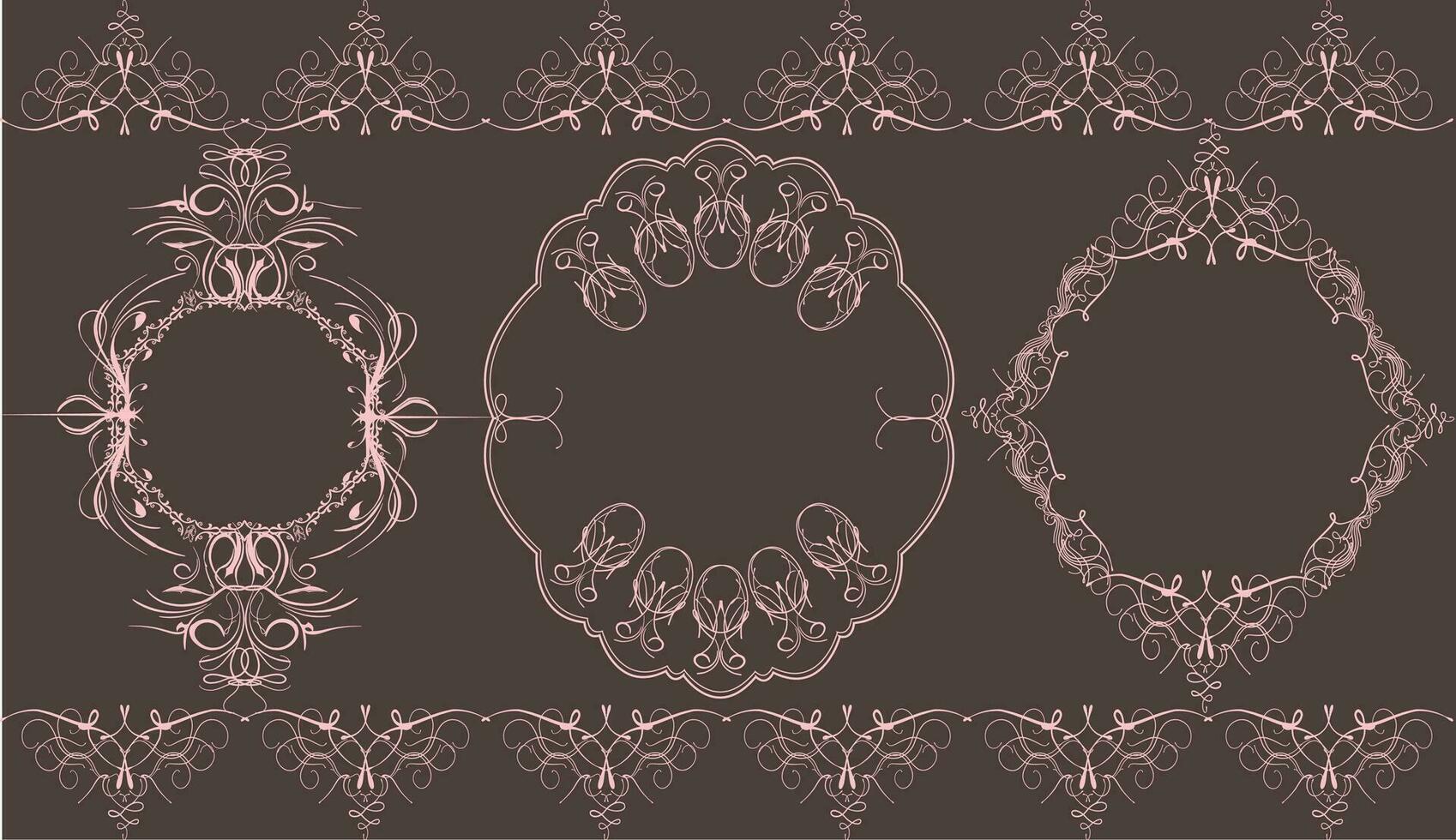 elementos de etiqueta vintage con diseños florales abstractos elegantes adornados vector