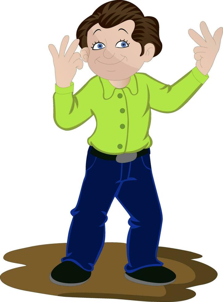 Vector of man counting on fingers.