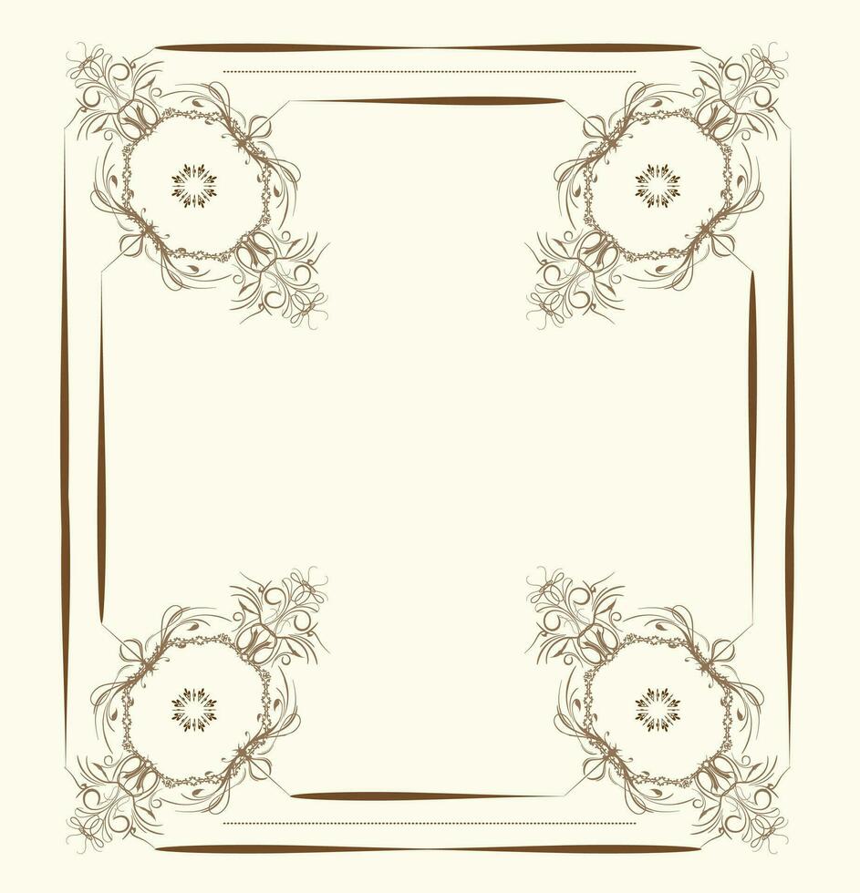 Vintage invitation card with ornate elegant abstract floral design vector