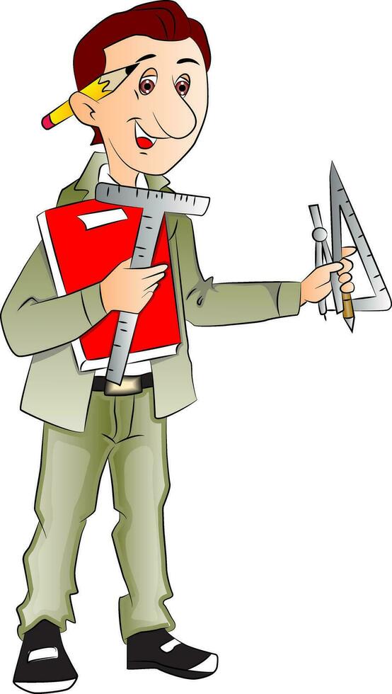 Vector of architect with drafting tools.