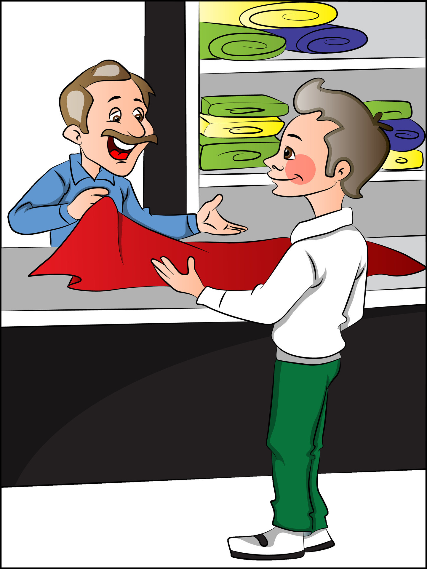 Vector Of Shopkeeper Helping Customer To Choose Clothes 34509839 Vector Of Shopkeeper Helping Customer To Choose Clothes 34509839