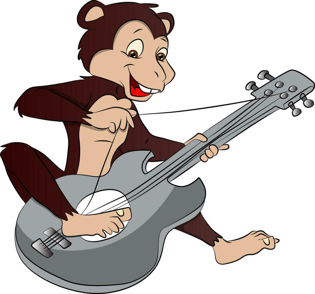 Vector of monkey playing guitar.