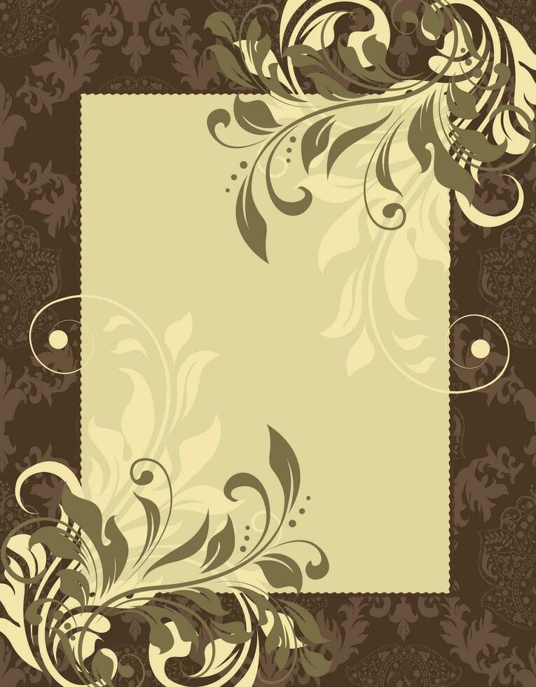 Vintage wedding invitation card with ornate elegant abstract floral design vector