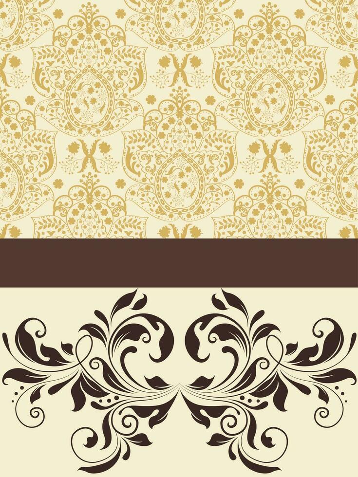 Vintage invitation card with ornate elegant abstract floral design vector