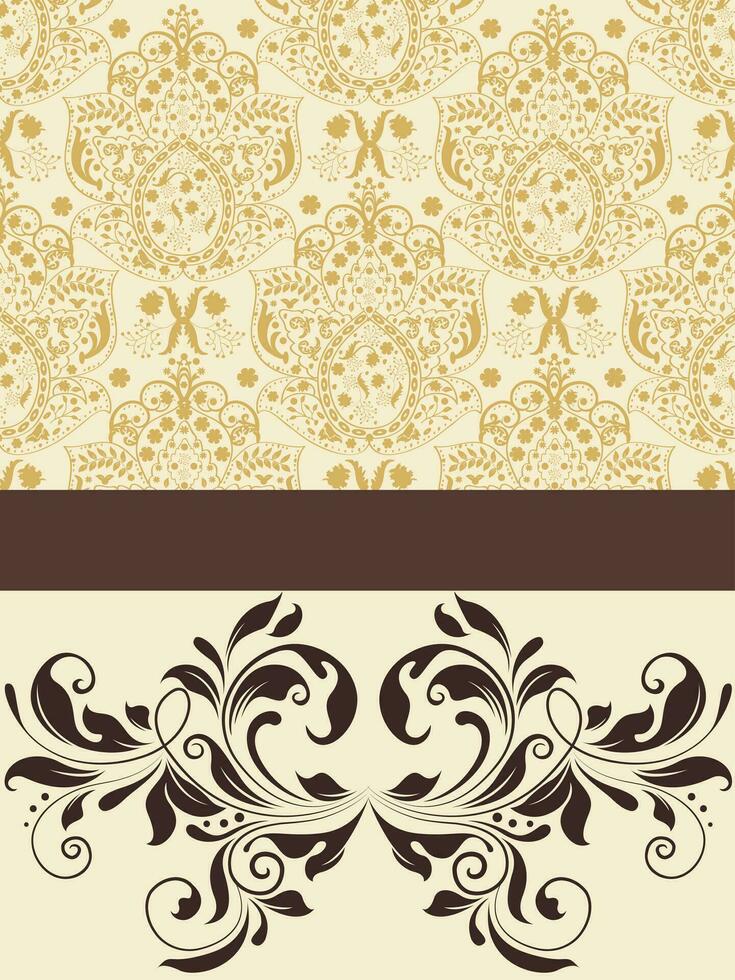 tarjeta de invitación vintage con diseño floral abstracto elegante adornado vector