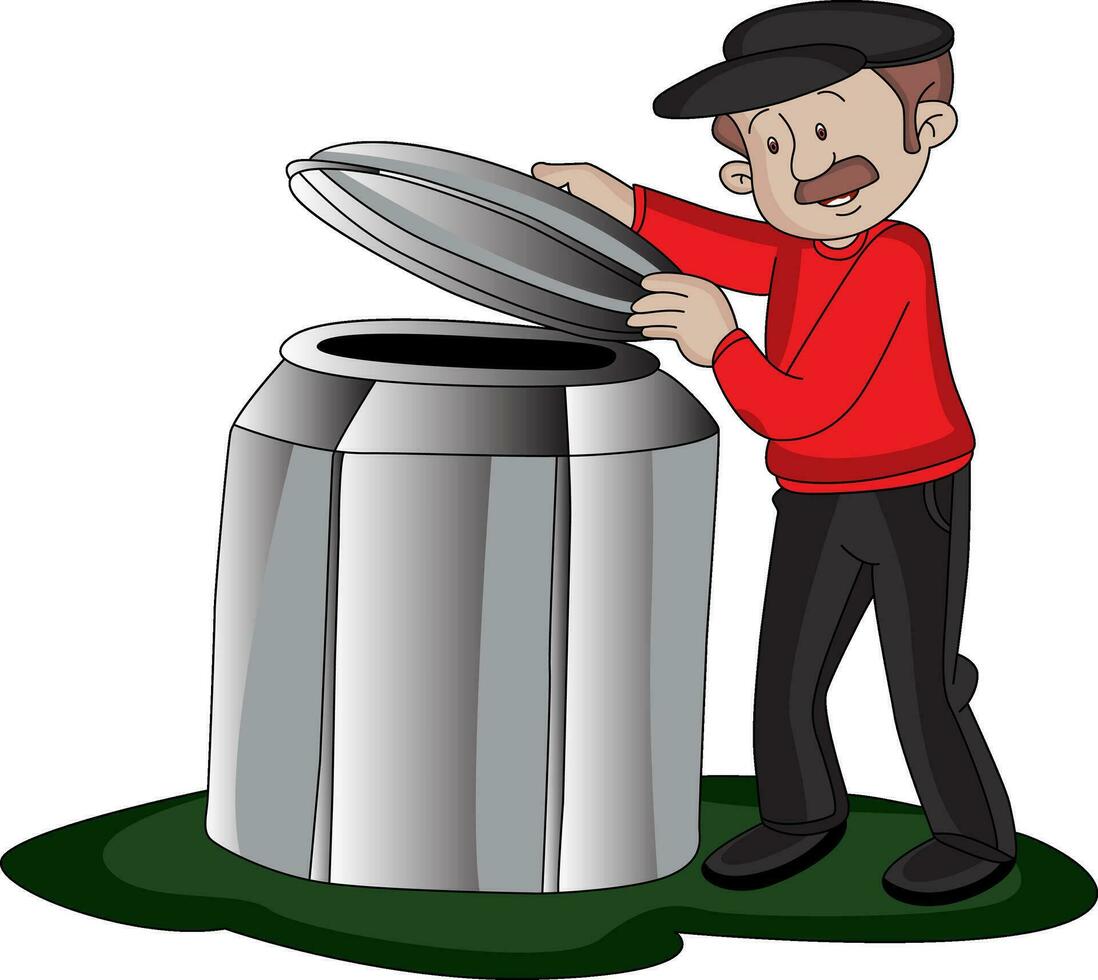 Vector of man opening barrel's lid.