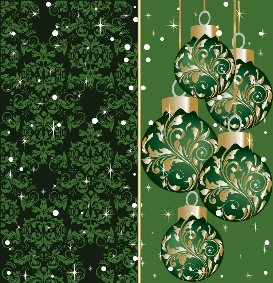 Vintage Christmas card with ornate elegant abstract floral design vector
