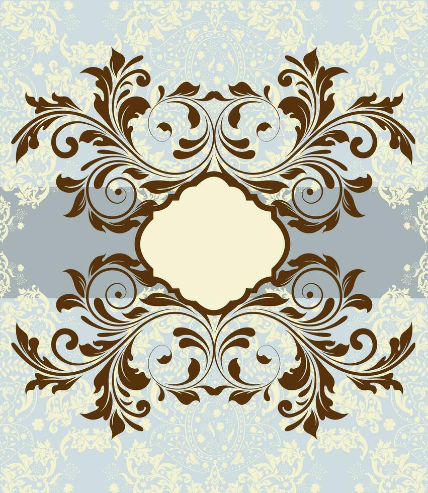 tarjeta de invitación vintage con diseño floral abstracto elegante adornado vector