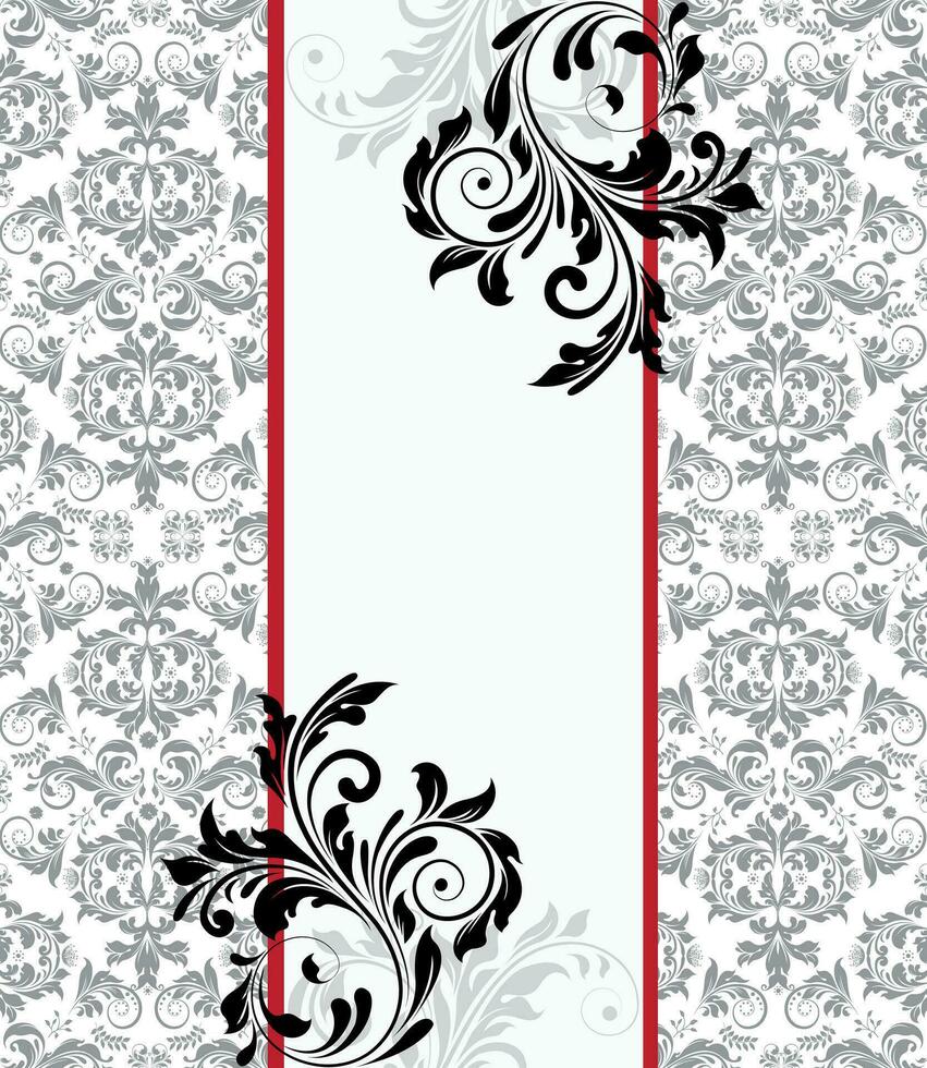 tarjeta de invitación vintage con diseño floral abstracto elegante adornado vector