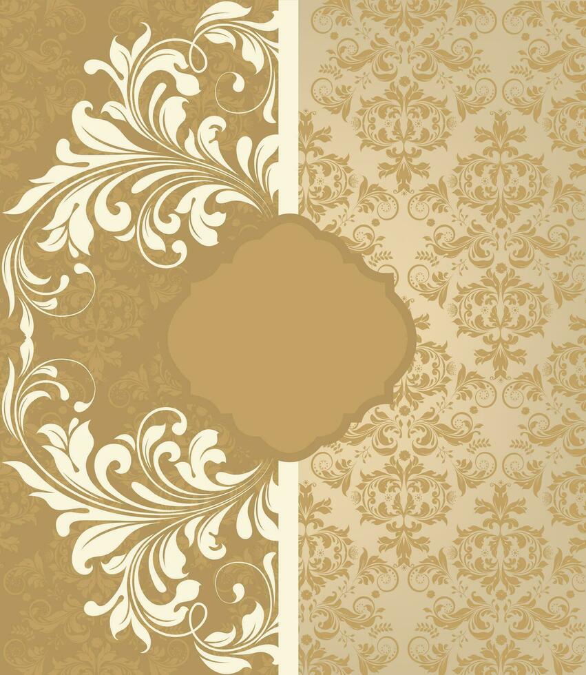 Vintage invitation card with ornate elegant abstract floral design vector