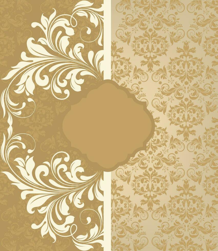 tarjeta de invitación vintage con diseño floral abstracto elegante adornado vector