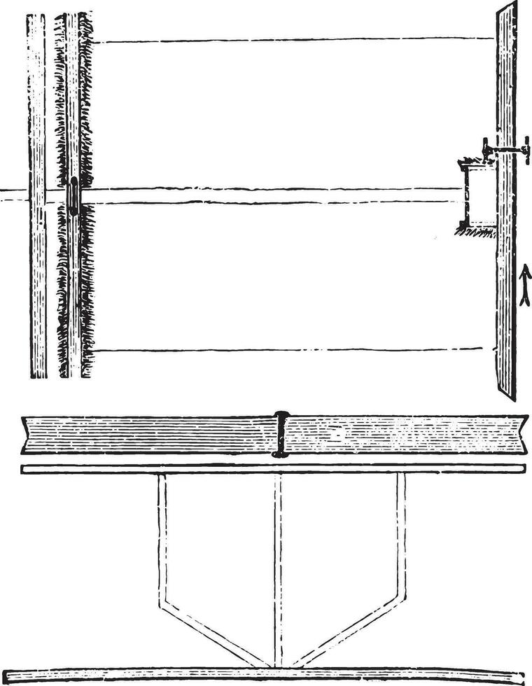 Flood irrigation, Irrigation boards, vintage engraving. vector