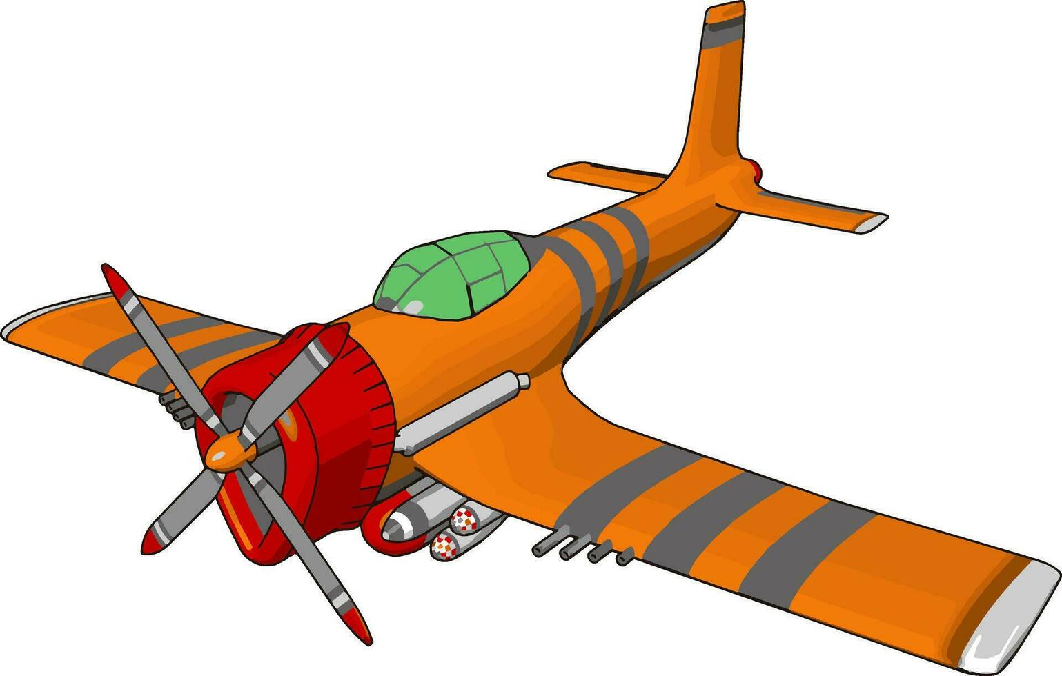 avión naranja, ilustración, vector sobre fondo blanco.