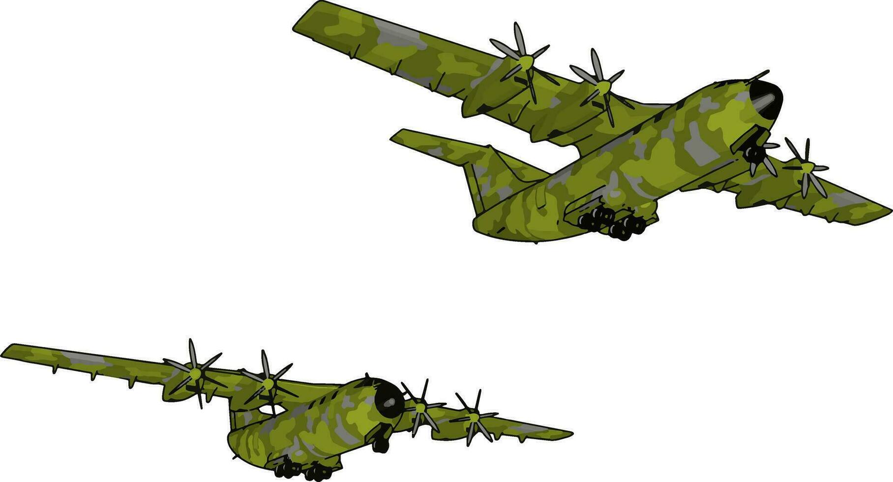 Big old green bomber, illustration, vector on white background.