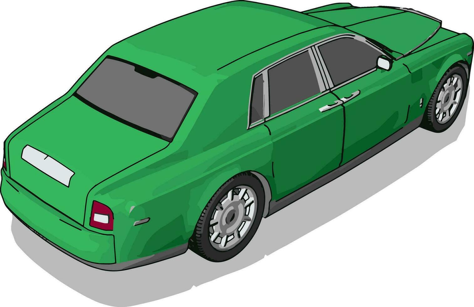 Green bentley, illustration, vector on white background.