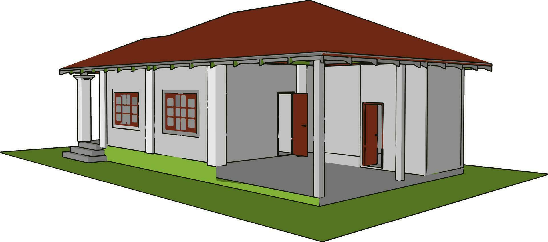 Prefabricated house, illustration, vector on white background.