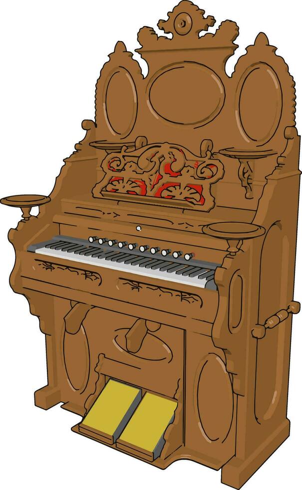 Piano, illustration, vector on white background.