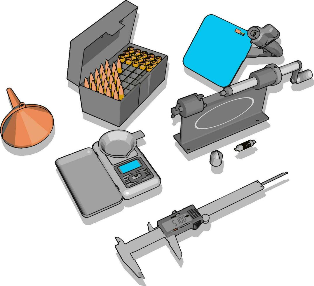 Various small tools, illustration, vector on white background.