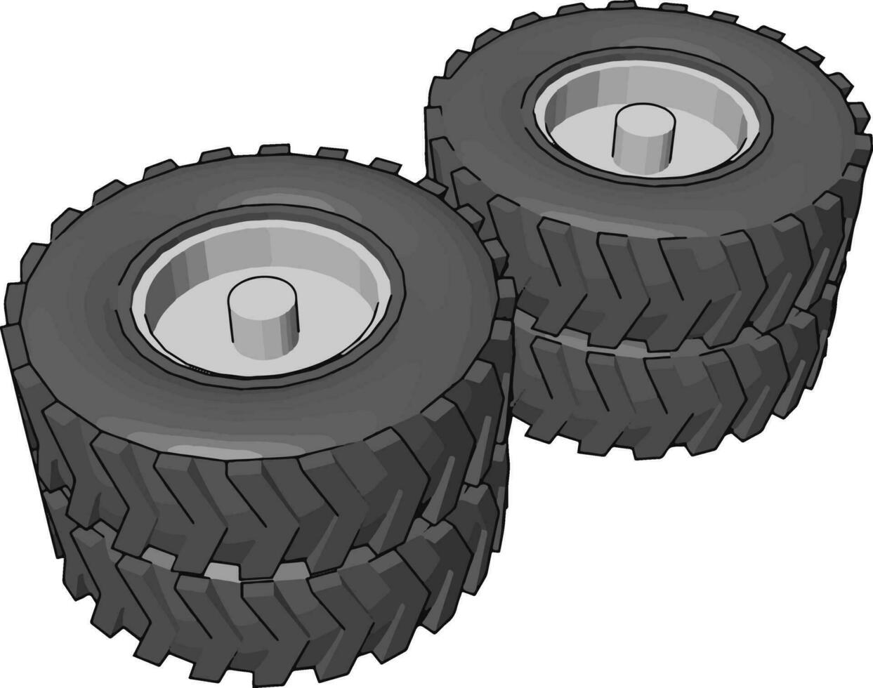 Truck tires, illustration, vector on white background.