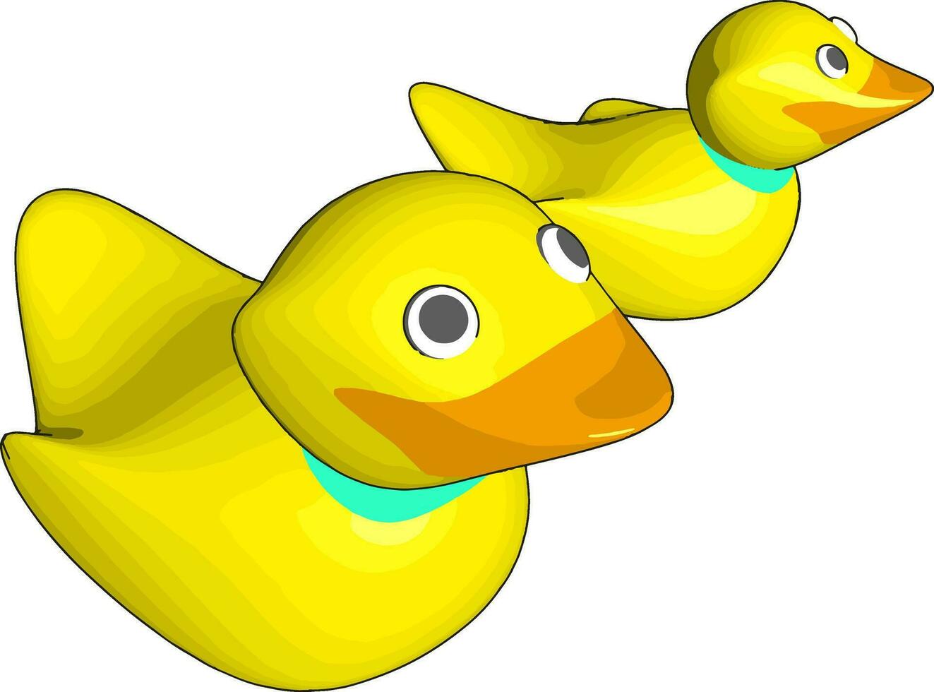 Rubber duck, illustration, vector on white background.