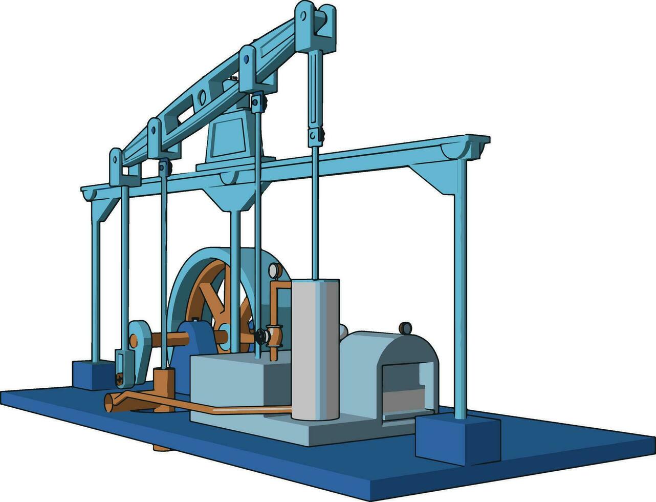 Engine working procedure vector or color illustration