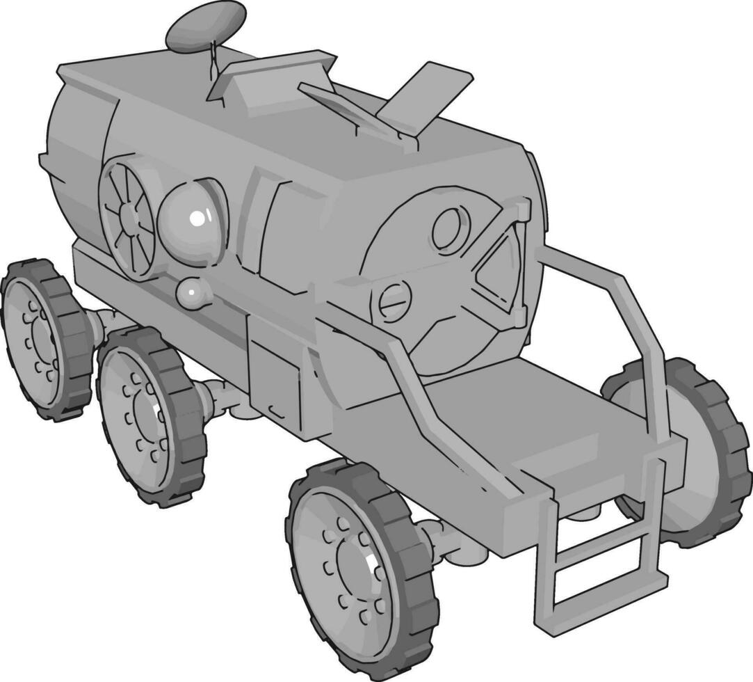 A six wheeler vehicle space vector or color illustration