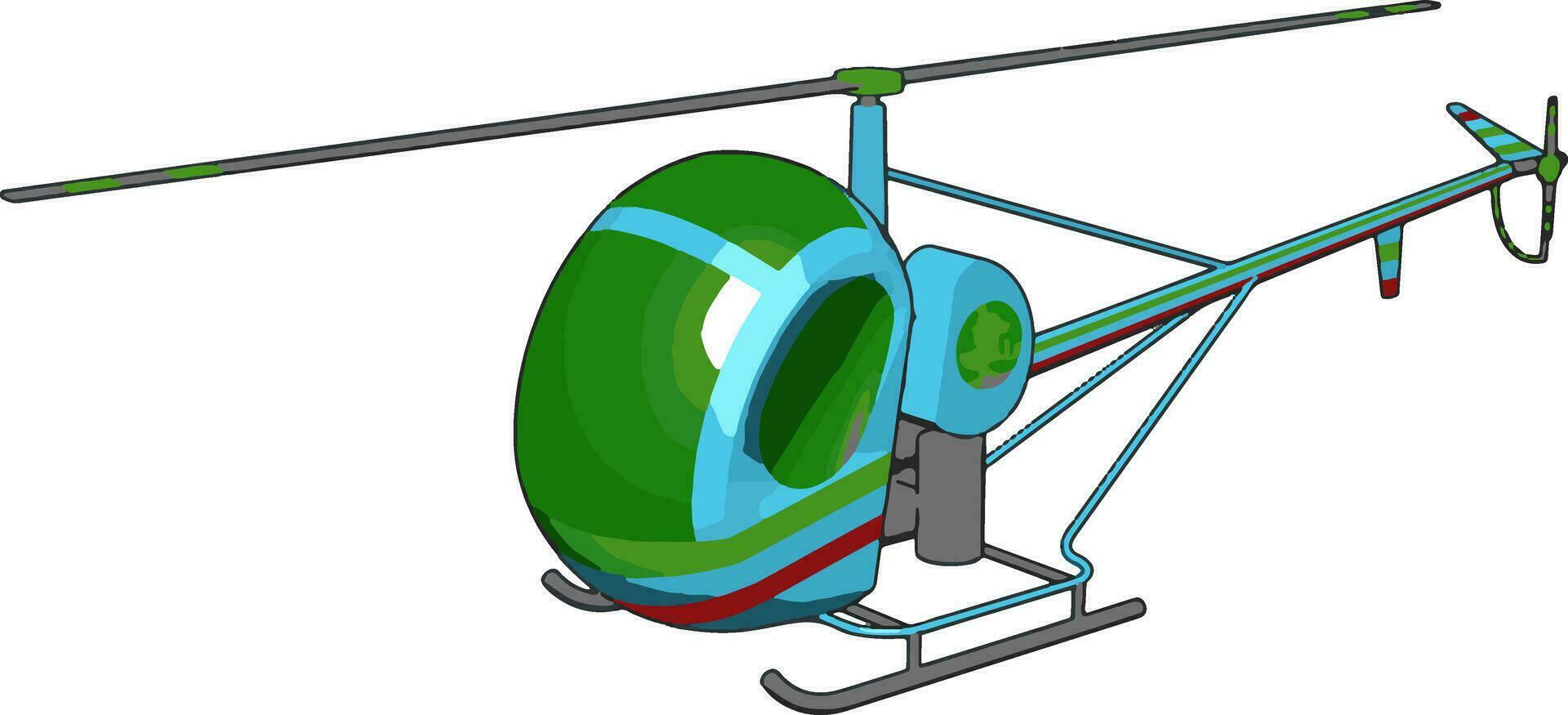 azul y verde helicóptero con verde y rojo rayas vector ilustración en blanco antecedentes
