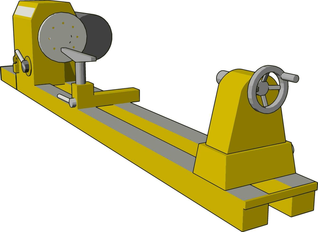 Yellow industrial lathe vector illustration on white background