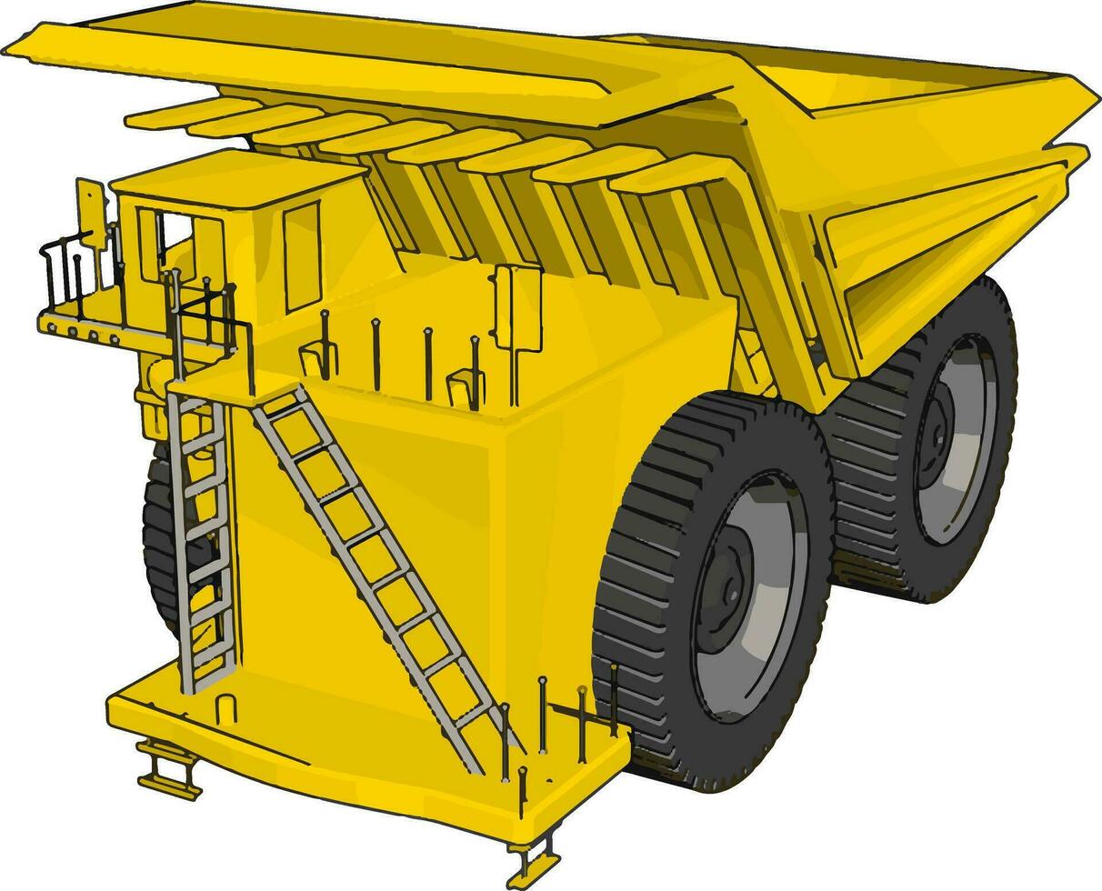 Vector illustration of an yellow dumper truck white background