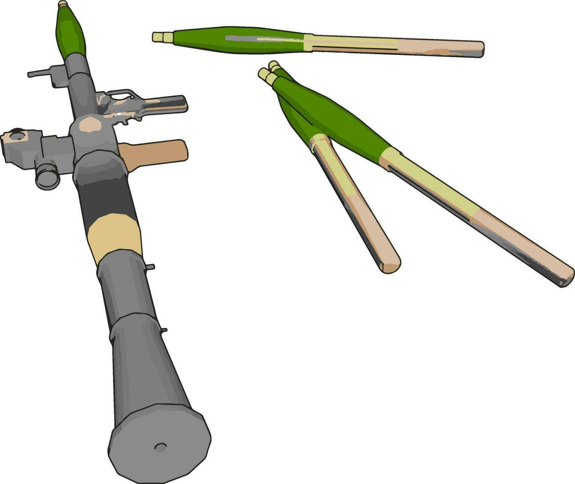 3d vector ilustración en blanco antecedentes de un militar hombro despedido cohete lanzacohetes