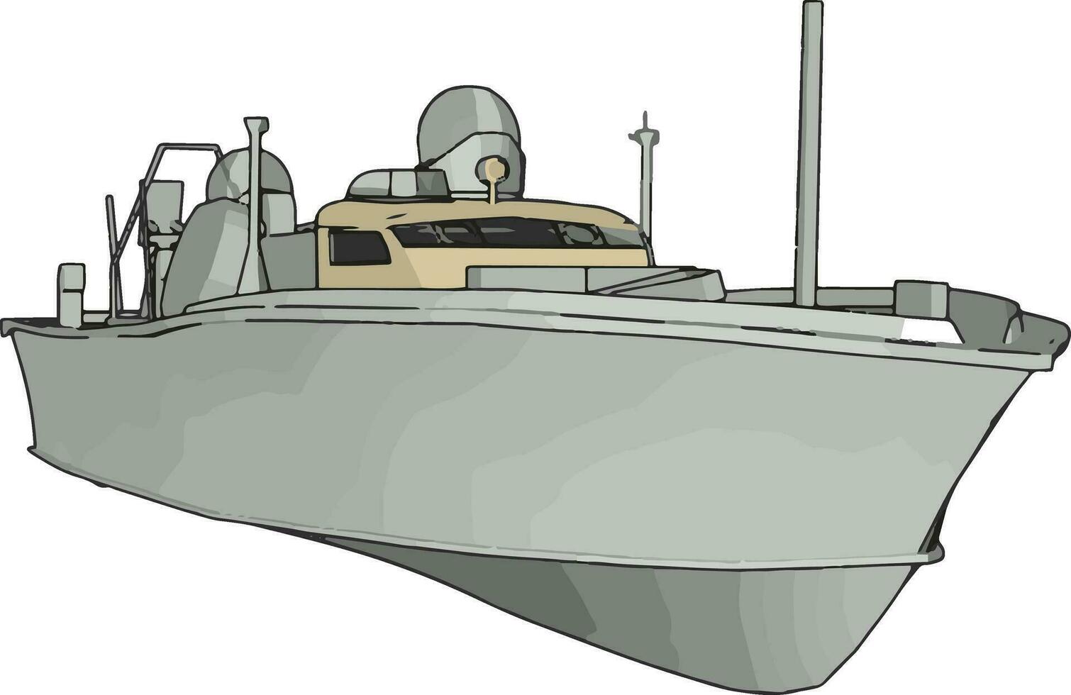 3D illustration of a white army ship vector illustration on white background