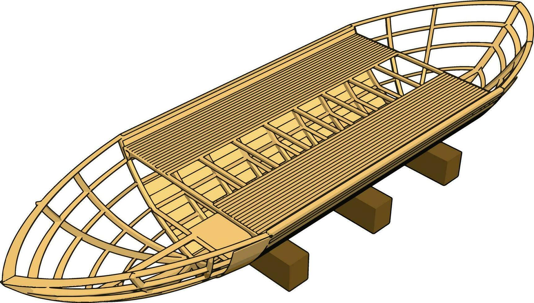 Simple vector illustration of a wooden keel white background