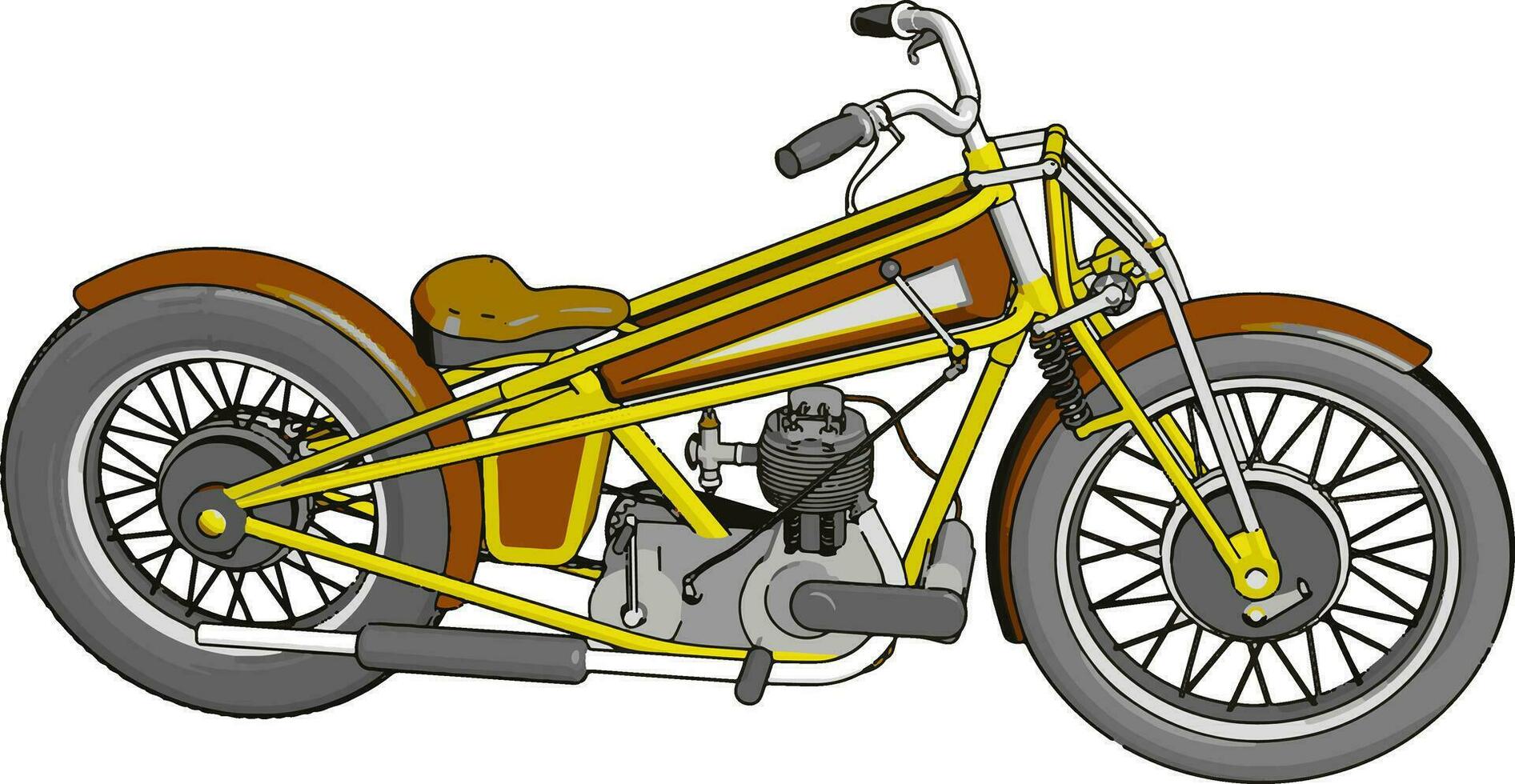 marrón y amarillo Clásico helicóptero motocicleta vector ilustración en blanco antecedentes