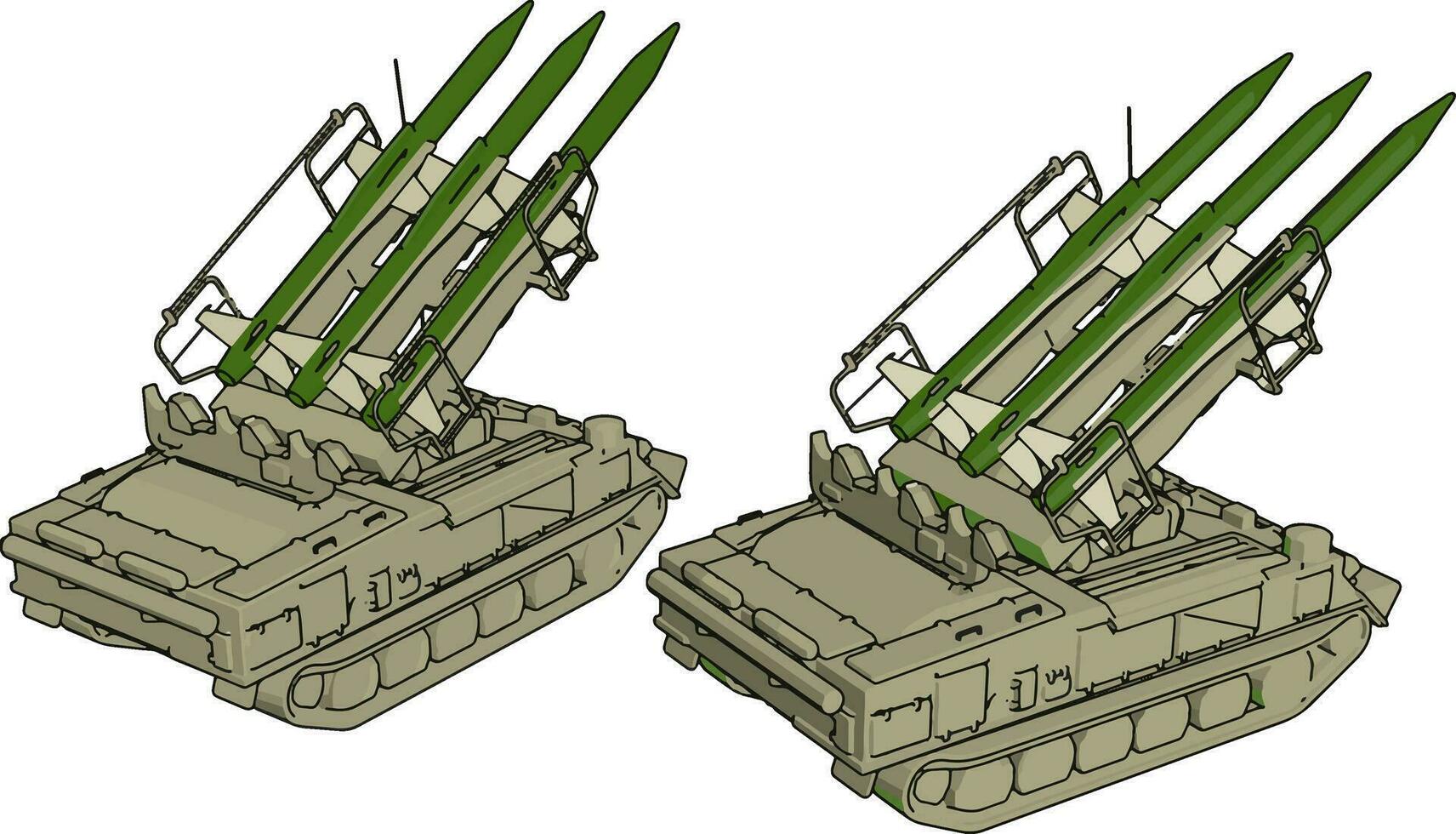 3d vector ilustración en blanco antecedentes de un militar misil tanque
